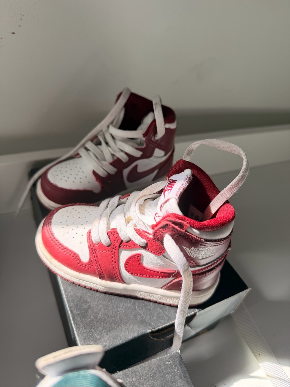 Nike Kids High-Top Sneakers in Red and White